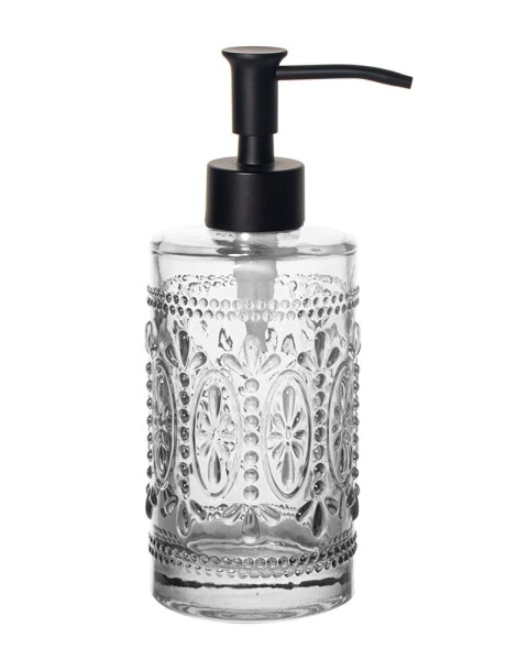 DISPENSADOR DE JABON VIDRIO D7.5x19.5CM FLORES DISPENSADOR DE JABON VIDRIO D7.5x19.5CM FLORES