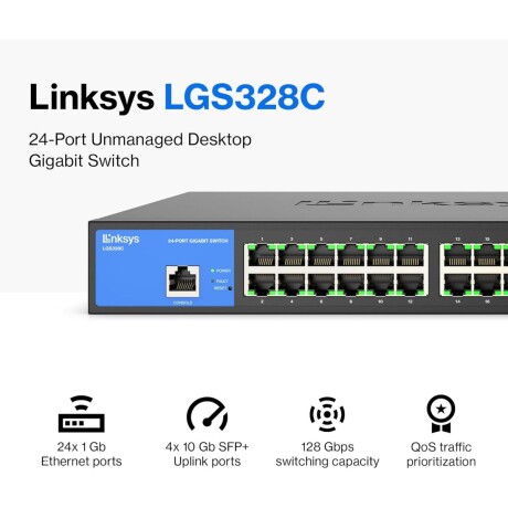 Switch Linksys 24 Puertos Gbit Admin 10G 4SFP+ 001