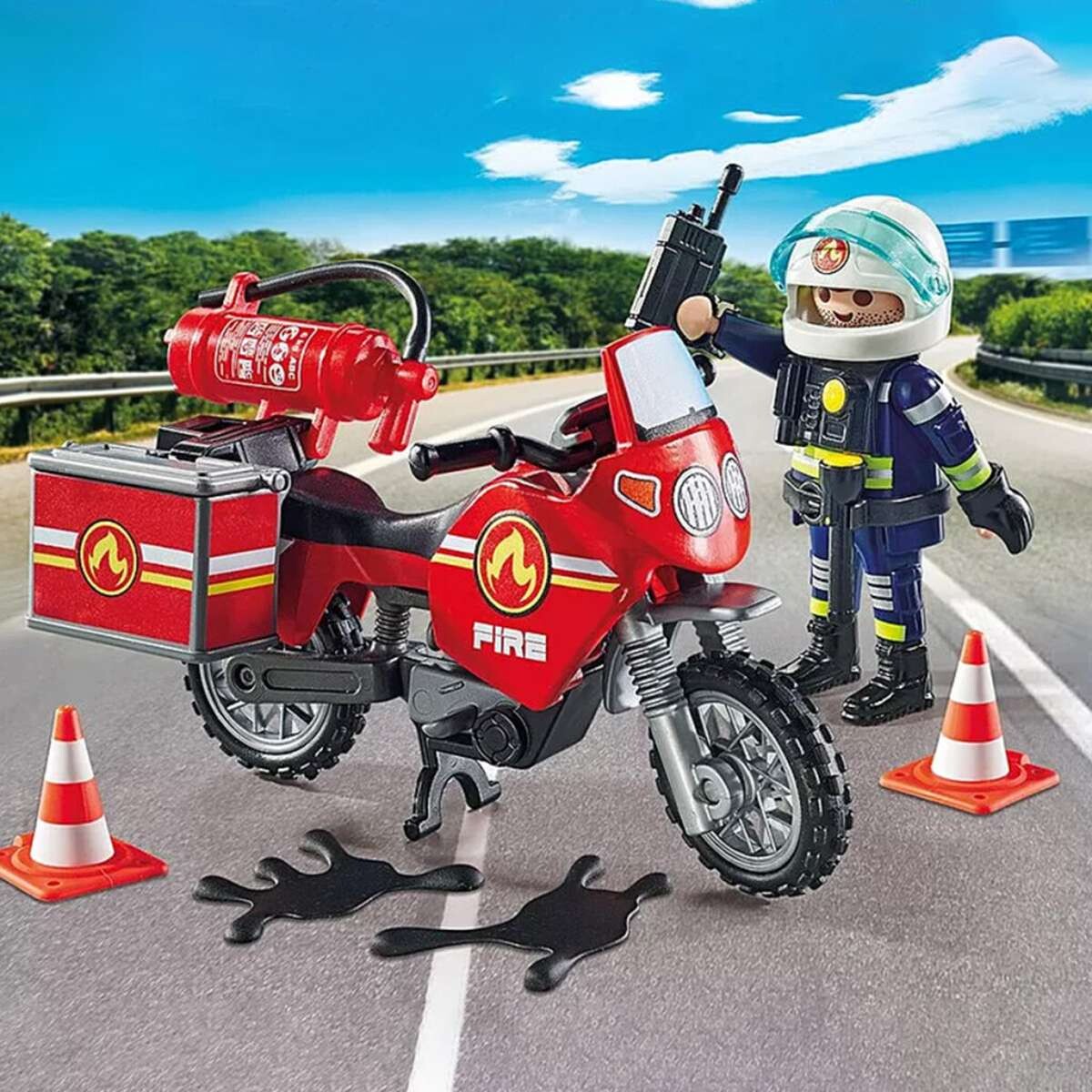 Bombero Rescatista En Moto Playmobil - 21 Piezas 