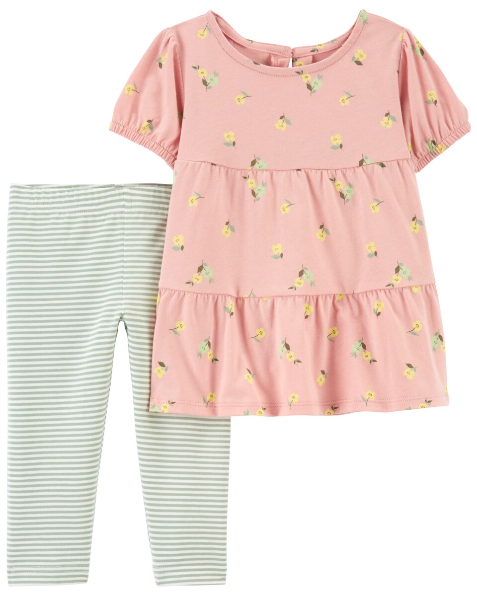 Set dos piezas calza y blusa escalonada de algodón 