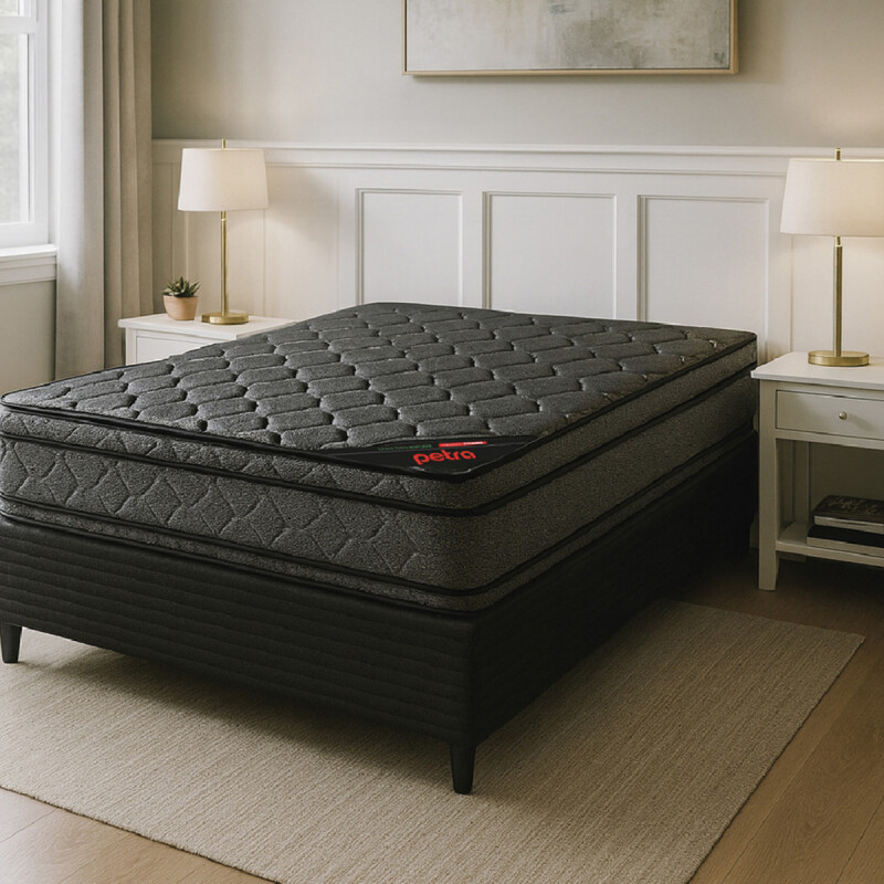 Conjunto Sommier 2 Plazas Titanio Petra Reversible Gris Oscuro Conjunto Sommier 2 Plazas Titanio Petra Reversible Gris Oscuro