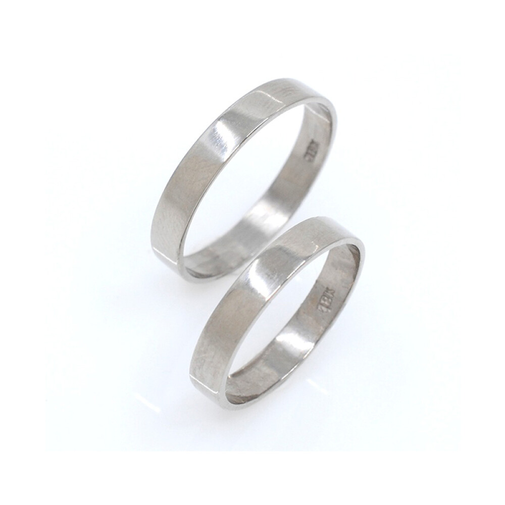 Par de alianzas cinta clásica en oro 18K blanco 3,5 mm Par de alianzas cinta clásica en oro 18K blanco 3,5 mm