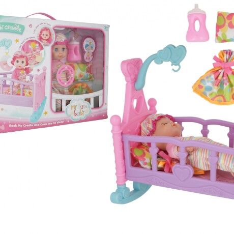 Bebé de goma con cuna y accesorios Bebé de goma con cuna y accesorios