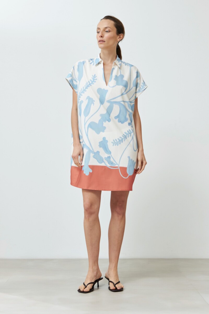 Túnica estampa jacaranda - celeste 