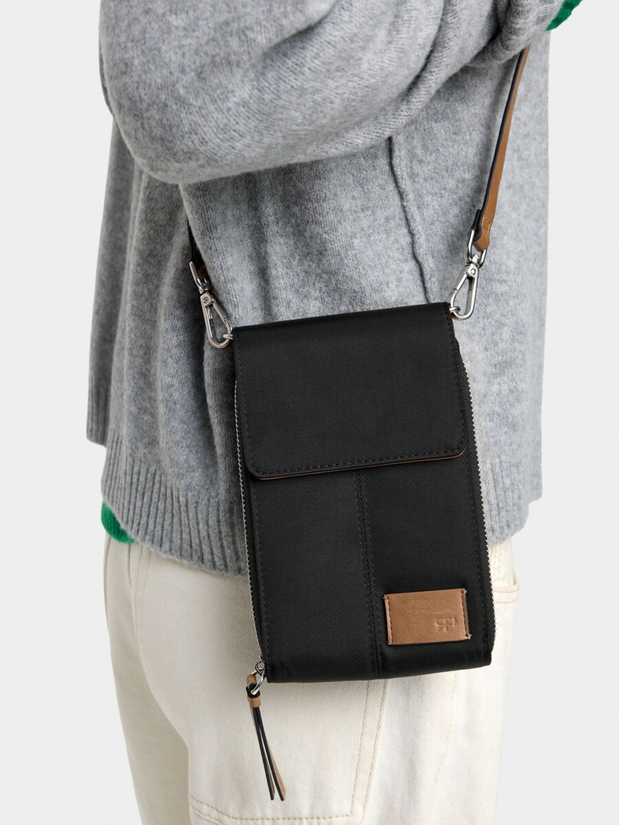Bolso Para Móvil Efecto Nylon negro