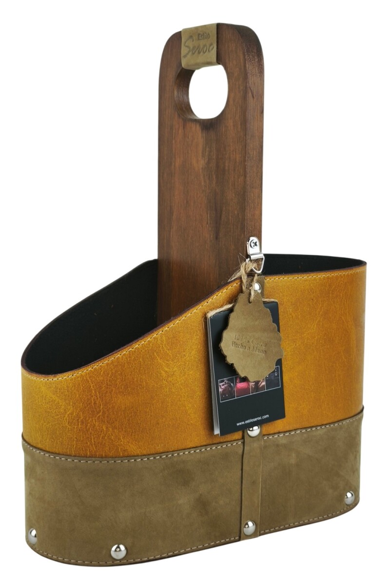 Matera de Cuero Vacuno Legítimo con Estructura Integral de Madera Mostaza