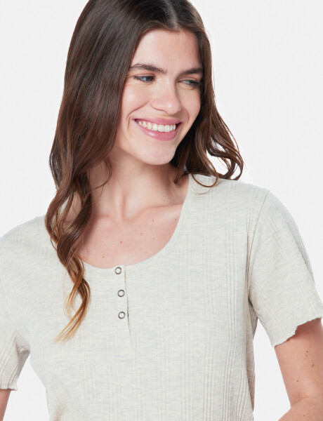 REMERA RIB CON BOTONES Beige