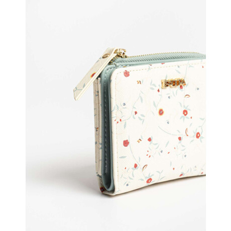 Billetera De Cuerina Con Cierre Estampado Flores