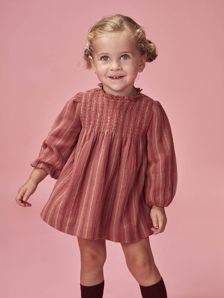 Vestido De Rayas Engomado Cereza