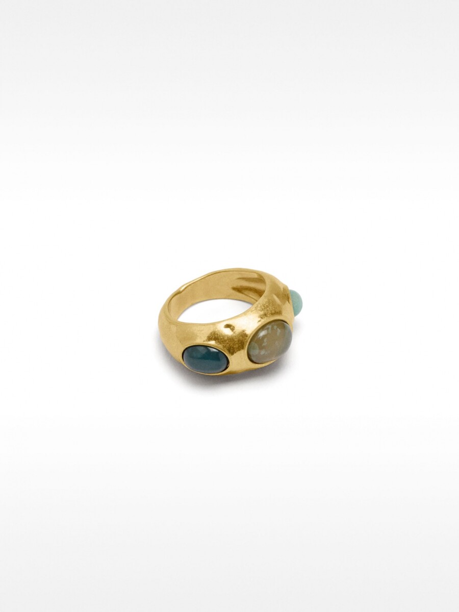 Anillo Con Piedras Y Resina multicolor
