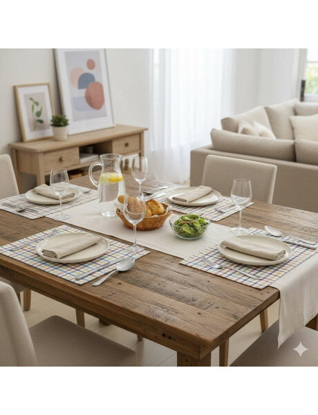 INDIVIDUAL ALGODÓN 35X45CM CUADROS MULTICOLOR INDIVIDUAL ALGODÓN 35X45CM CUADROS MULTICOLOR