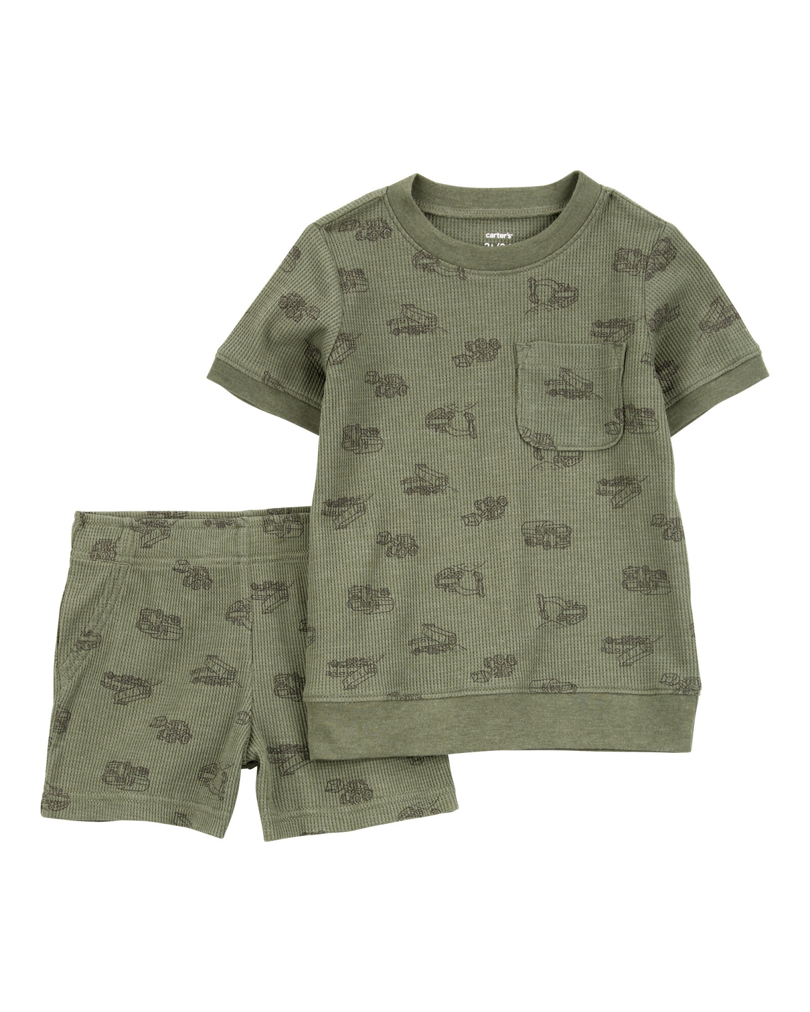 Set dos piezas de algodón, short y remera, diseño construcción Sin color