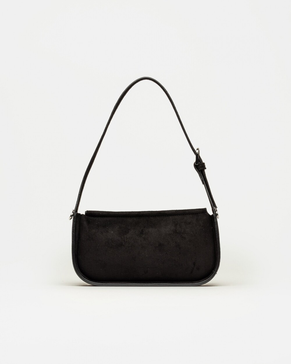 Cartera al hombro Leaf en efecto cuero gamuza Negro