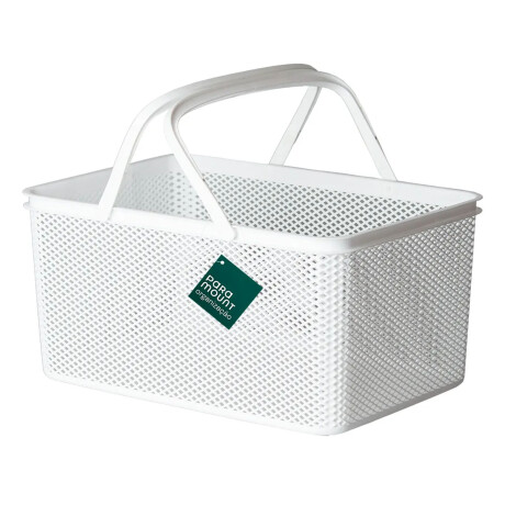 Canasto Cesto Organizador Línea c/Asa Rectangular 40x27x20Cm Blanco