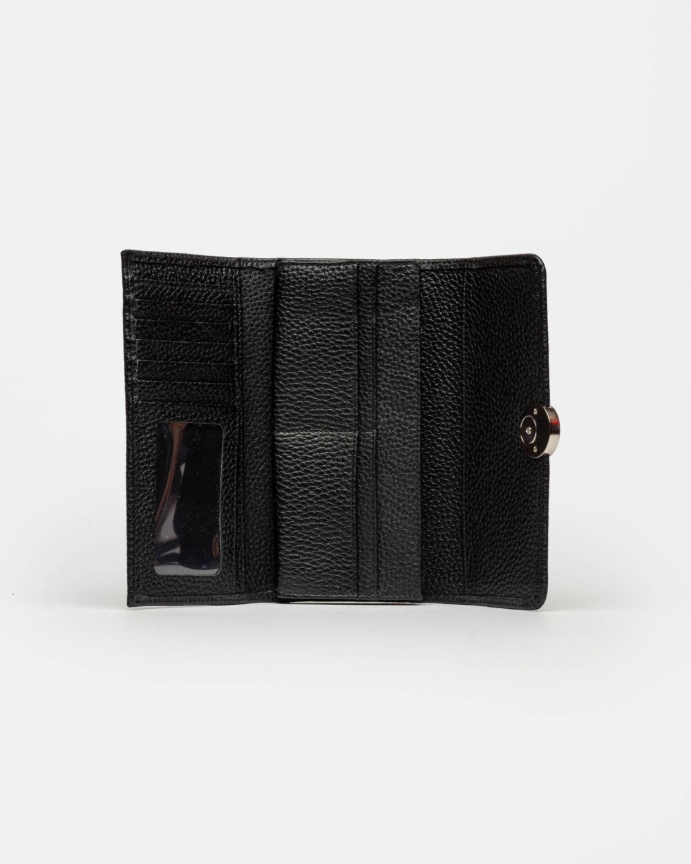 Billetera The Circle En Cuero Graneado Negro