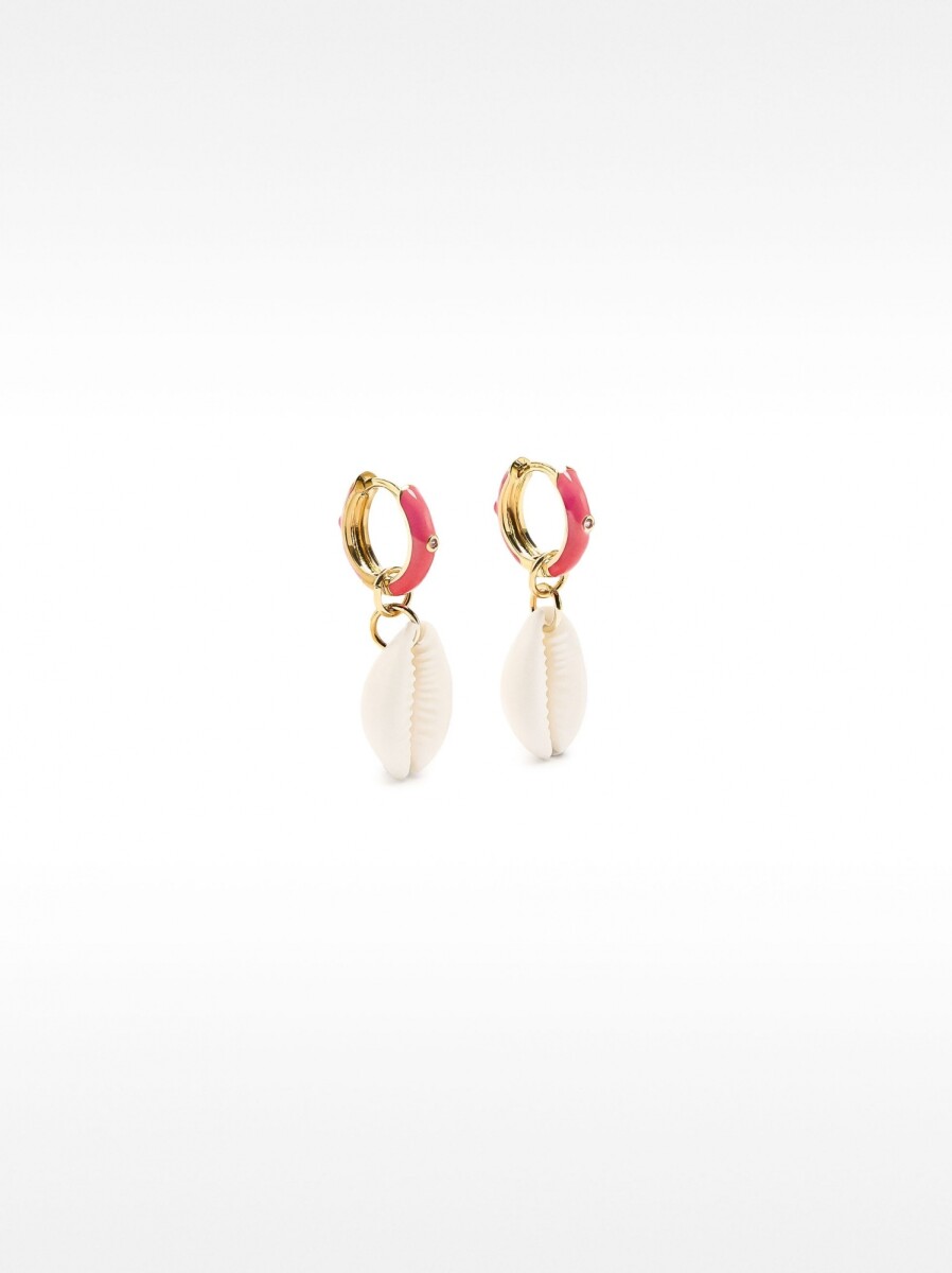 Aros Esmaltados Con Conchas - rosa 