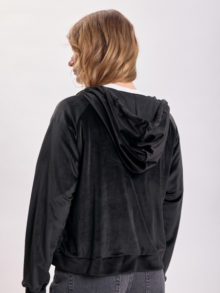 Campera de plush manga ranglan Negro