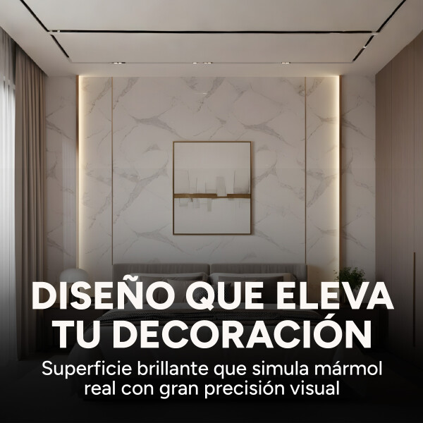 Placa PVC Símil Mármol 2,44x1,22m 3mm Pack X3 Mármol Blanco Gris Claro 3