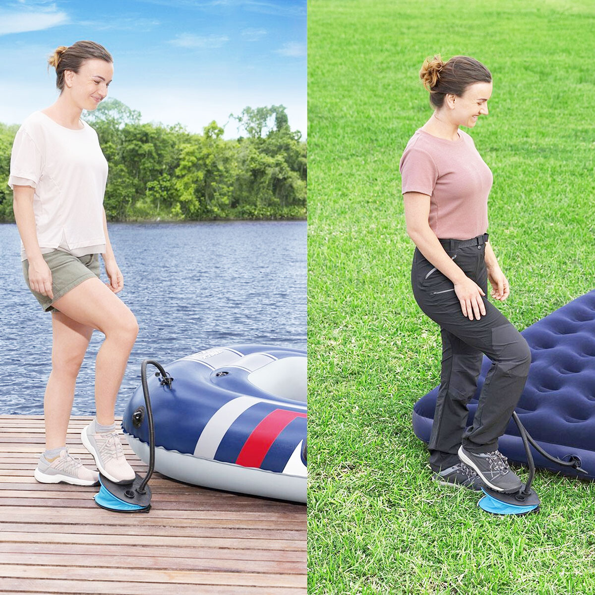 Inflador de Pie Bestway con Tres Adaptadores 