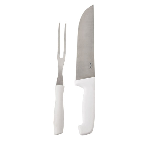 KIT DE ASADOR CUCHILLO Y TENEDOR BLANCO