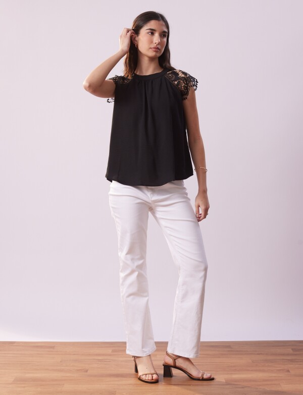 Blusa Broderie NEGRO