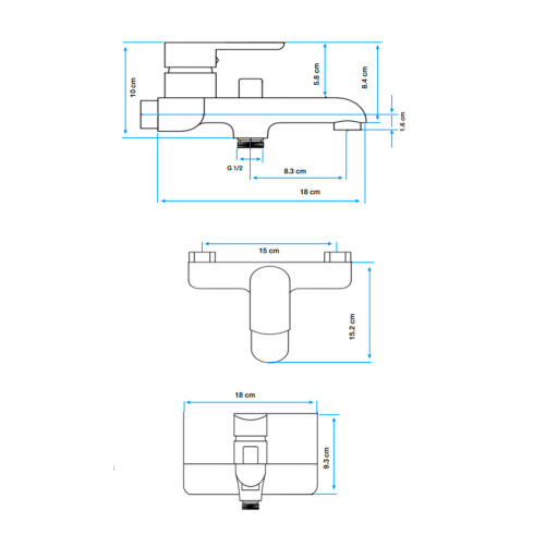 Griferia Para Ducha Monocomando Exterior 35Mm Oro Semi Mate Con Telefono, Soporte Y Flexible Aqualia Alassio DORADO