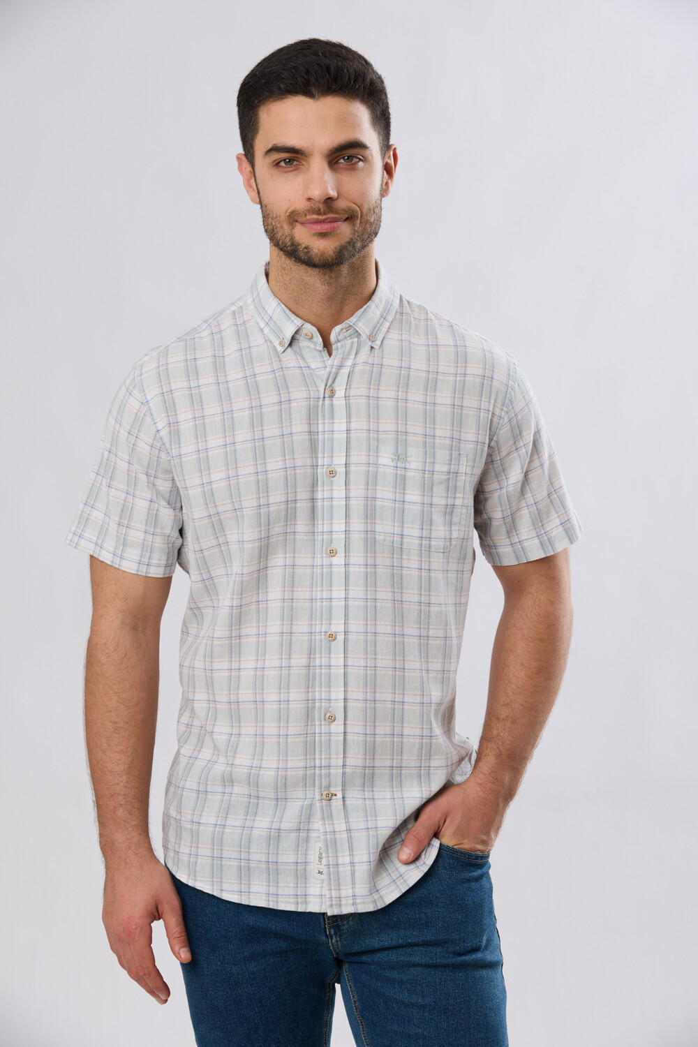 CAMISA CUADROS DE LINO Verde