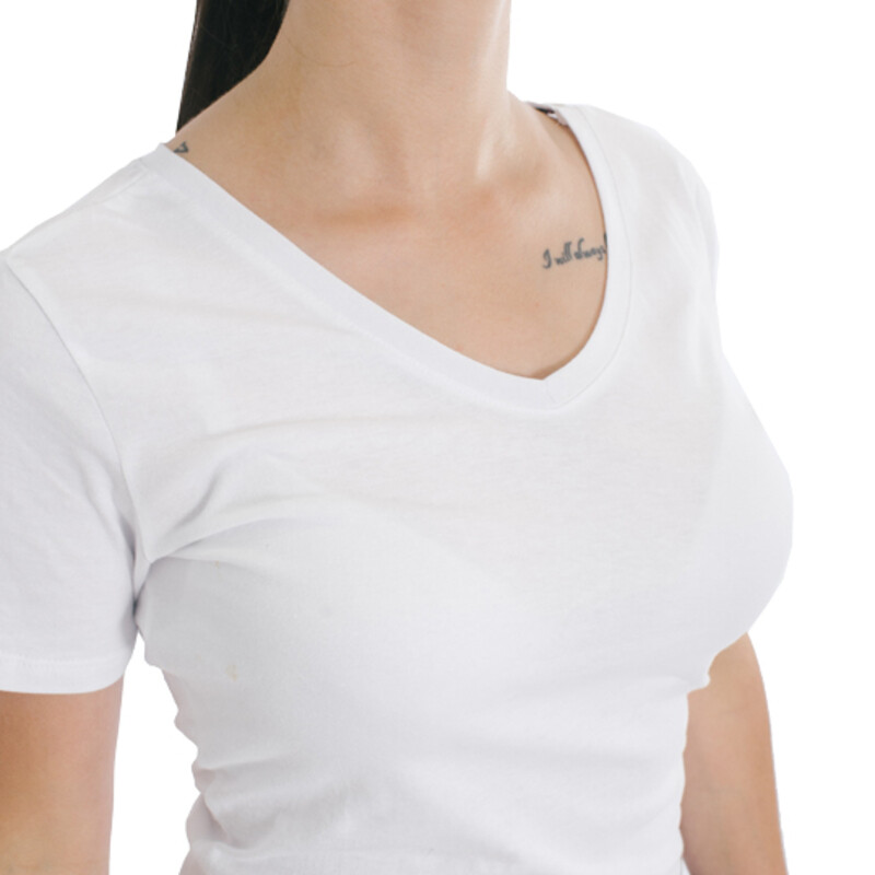 Muvem Ladies Plain V Neck T-Shirt Blanco