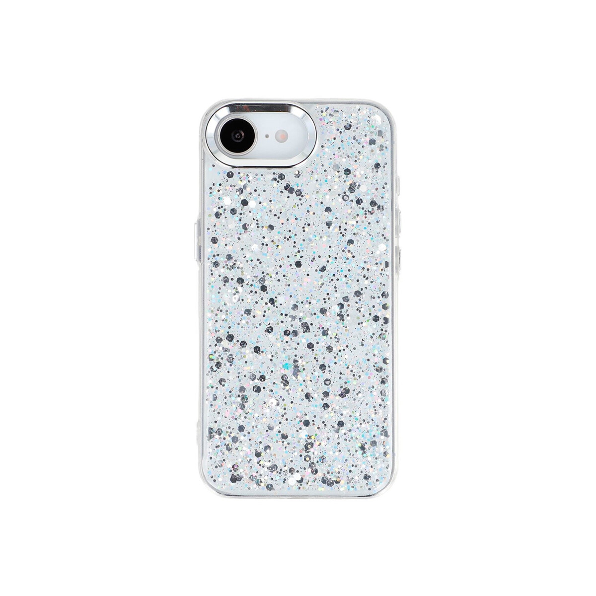 Protector para iPhone 16e diseño brillos plateados 