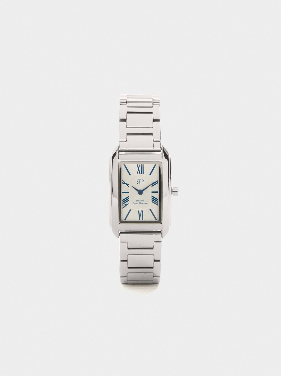 Reloj Rectangular Pulsera De Acero Inoxidable - plateado 