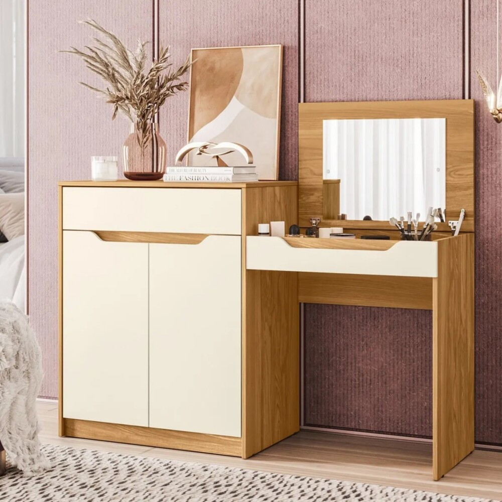 Escritorio Tocador 1 puerta 1 cajón - Trend Marron