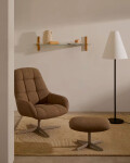 Butaca giratoria Jaspe beige y metal con marrón claro y metal con acabado gris FSC 100%