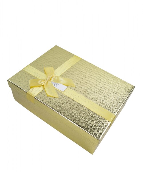 caja rigida delux con lazo 20x28x9,5 ORO