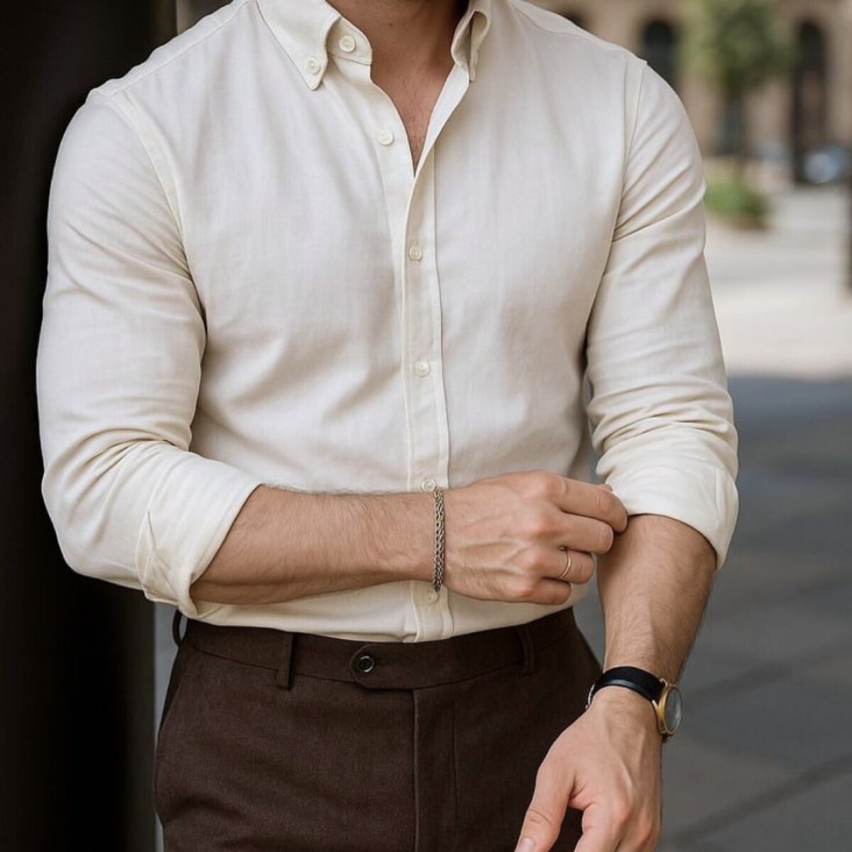 CAMISA OXFORD - Beige 