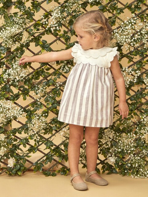 Vestido Combinado De Rayas Berenjena