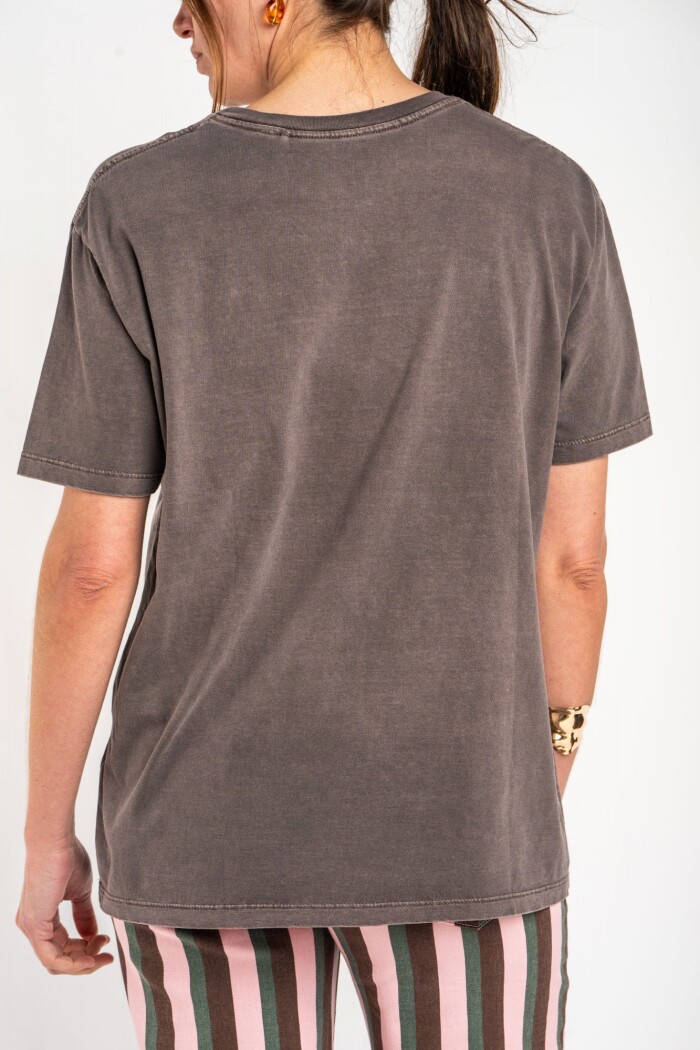 Remera Lisa Lavada Algodón Marron