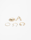 Sets Anillos Perlas Set De Anillos Con Perlas - Dorado