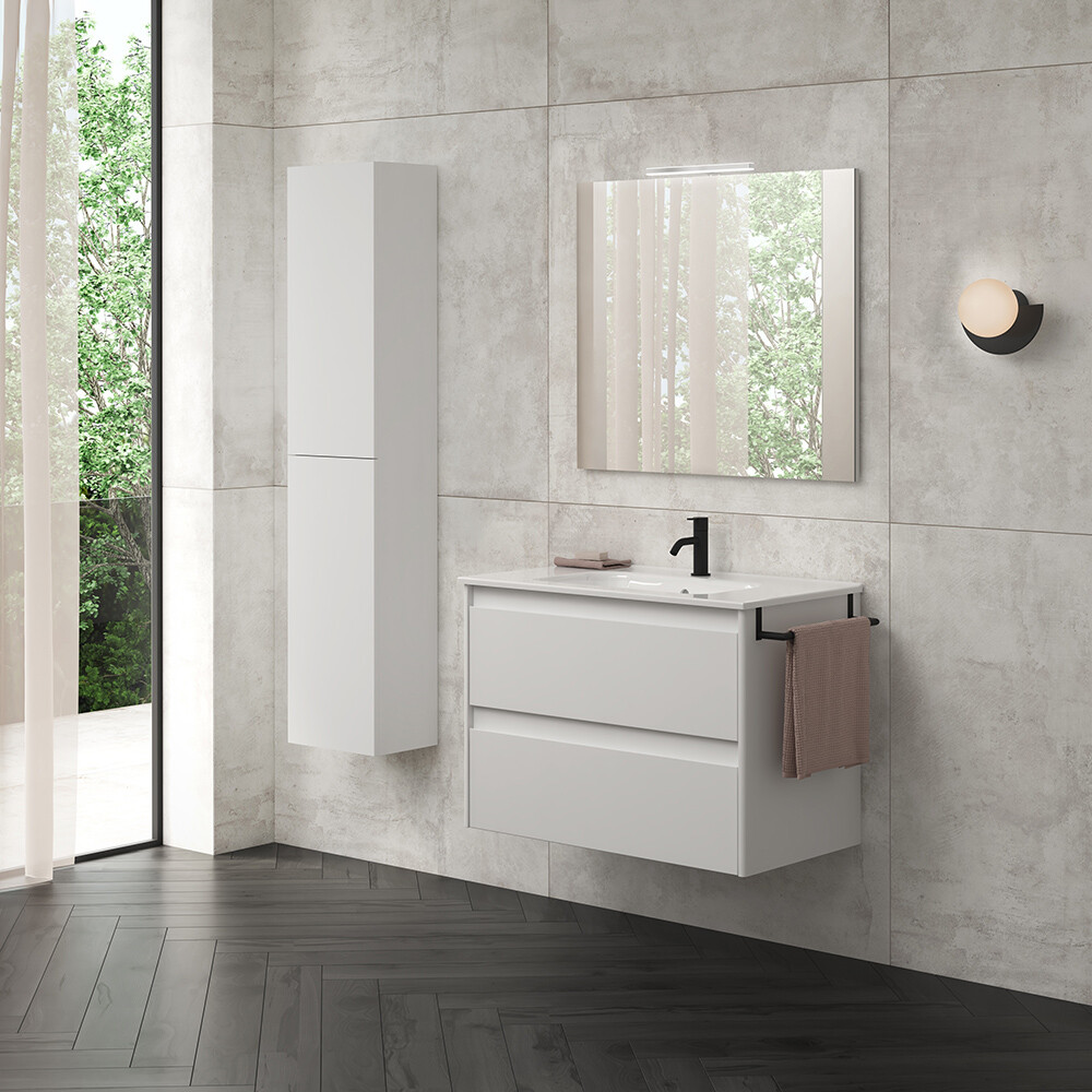 MUEBLE DE BAÑO ALFA 80 CM BLANCO CON MESADA Mueble De Baño Alfa 80 Cm Blanco Con Mesada