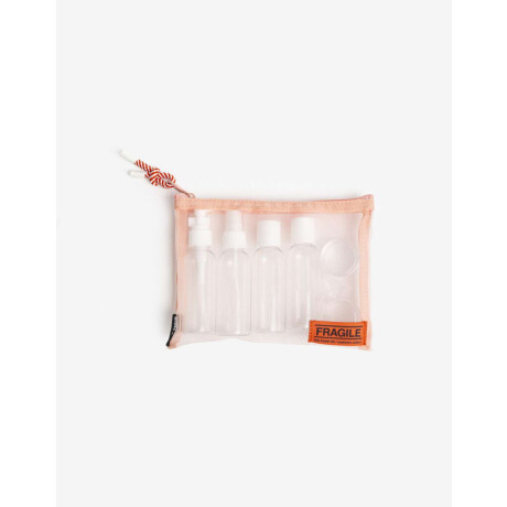Set Pouch De Viaje. Contiene Pouch Con Cierre Y 6 Recipientes Recargables Combinacion Bicolor