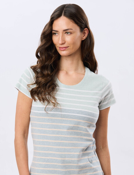 REMERA RAYADA DE ALGODÓN Pistacho