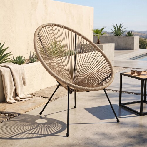 Silla Simil Rattan Ovalada Beige