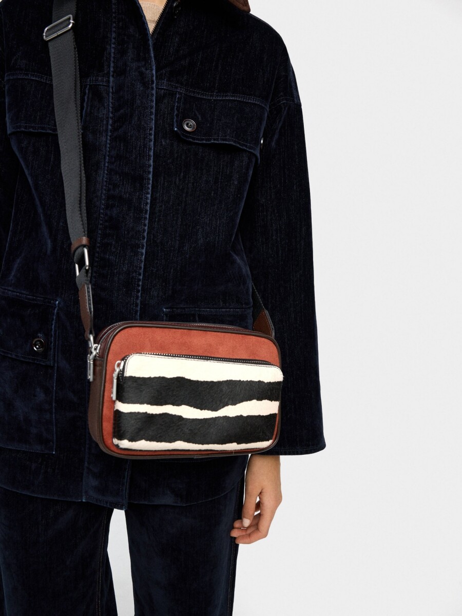 Bolso Bandolera Detalles De Piel naranja