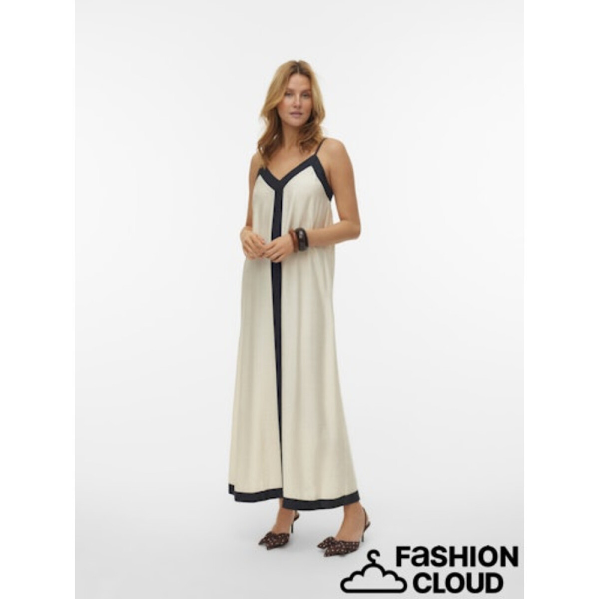 VMDENISE SINGLET ANKLE DRESS WVN BTQ GA - BIRCH 