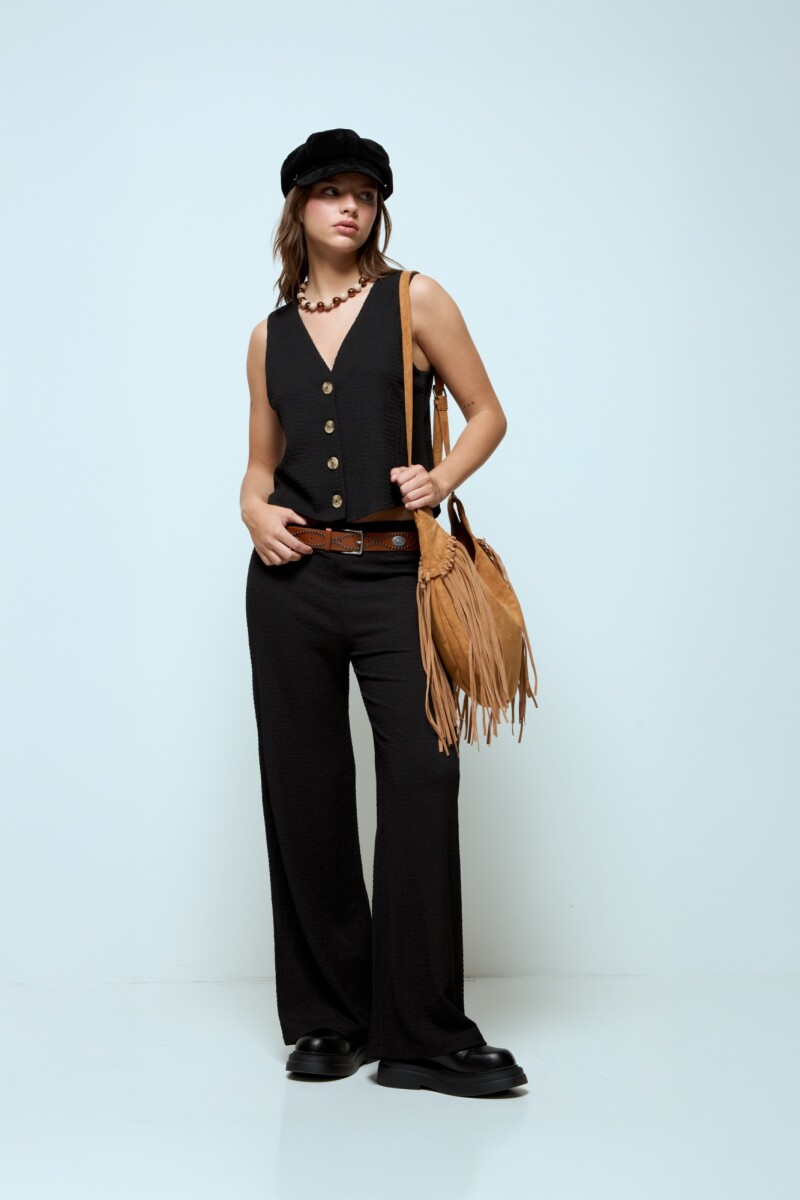 Pantalón texturado negro