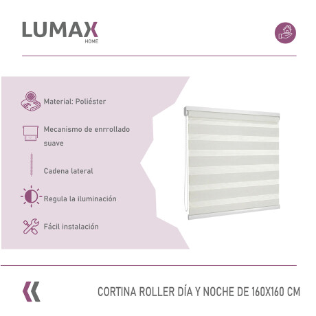 Cortina Roller Día Y Noche Lumax 1.6 X 1.6 M Gran Calidad Blanco