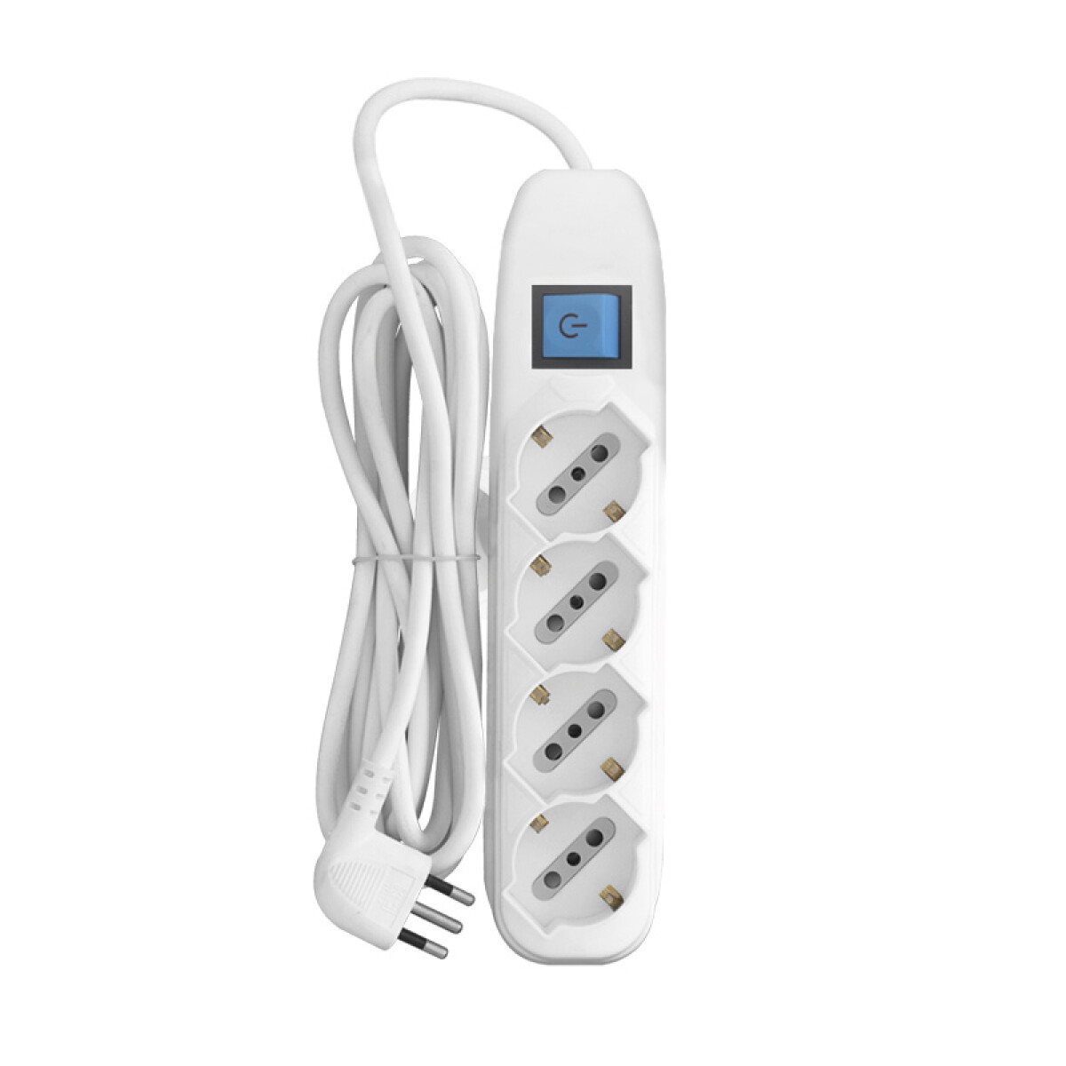 Alargue 4 (Schuko 2P+T) con Interruptor 10A 3m Blanco 