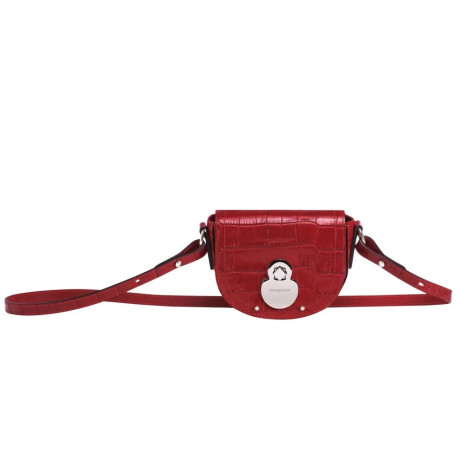 Longchamp -Cartera pequeña con solapa de cuero, Cavalcade Rojo