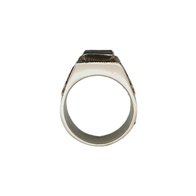 Anillo Mesa-Plata y Oro-Piedra Onix-AN5164 conpiedra