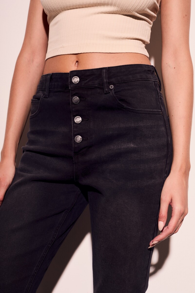 Jean Flare Botones Negro