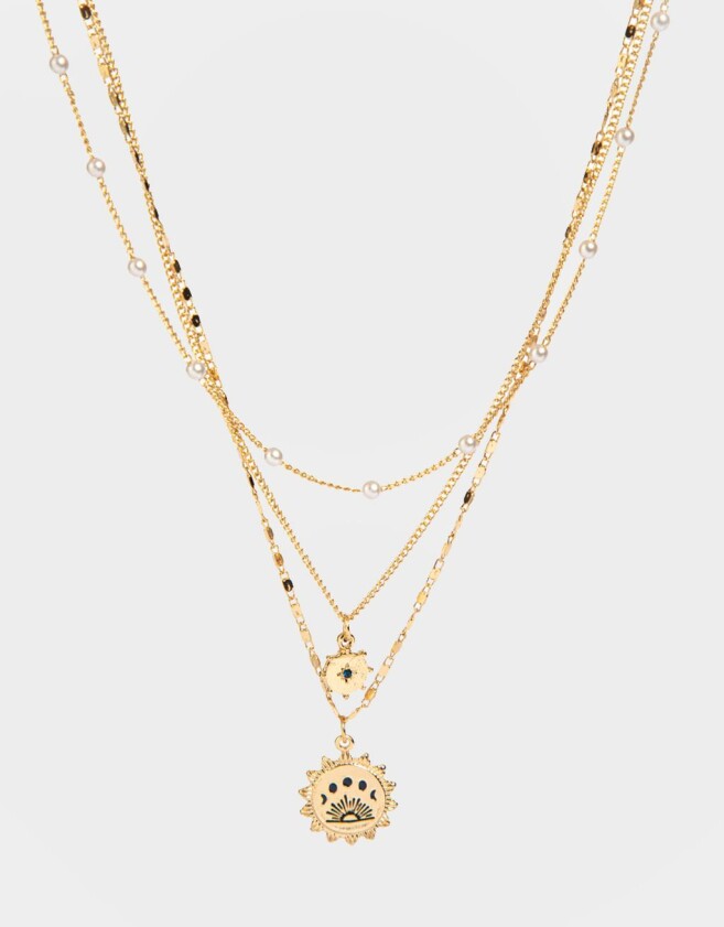 Collares Cortos Capsula Especial Collar Con Dije Del Eclipe Lunar "trust Your Star" - Dorado